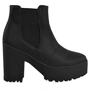 Ankle Boots Chunky Platforms Block High Heels